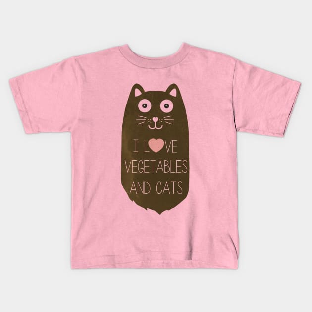 vegan cat - vegetables and cat Kids T-Shirt by teemarket